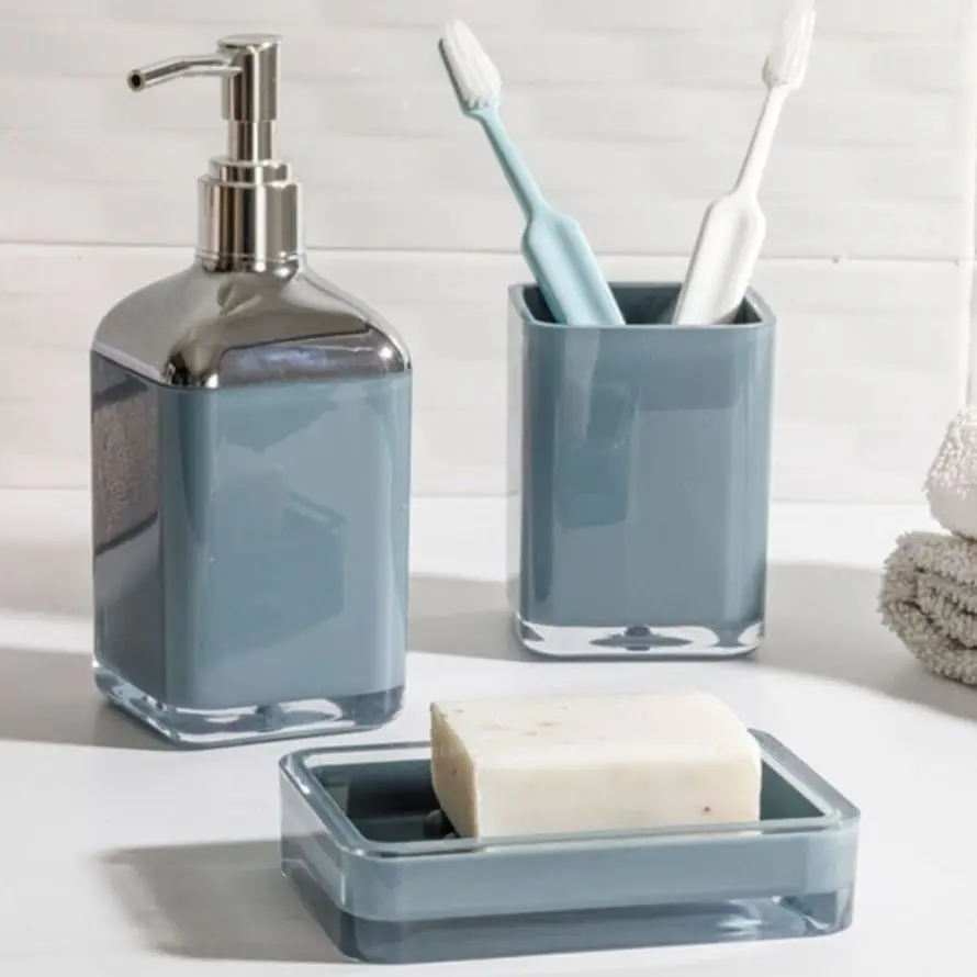 3 Pcs Lux Green Bathroom Set Liquid Soap Dispenser Solid Soap Dispenser Toothbrush Holder For Home Made In Turkey Fast Shipping