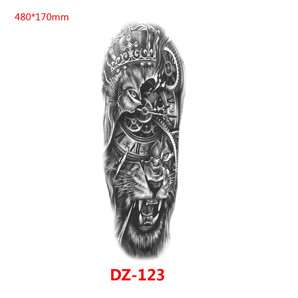 Waterproof Temporary Fake Tattoo Owl Clock Totem Tattoo Sticker For Men Women Large Size Full Arm Sleeve Art Tattoos Makeup Tool