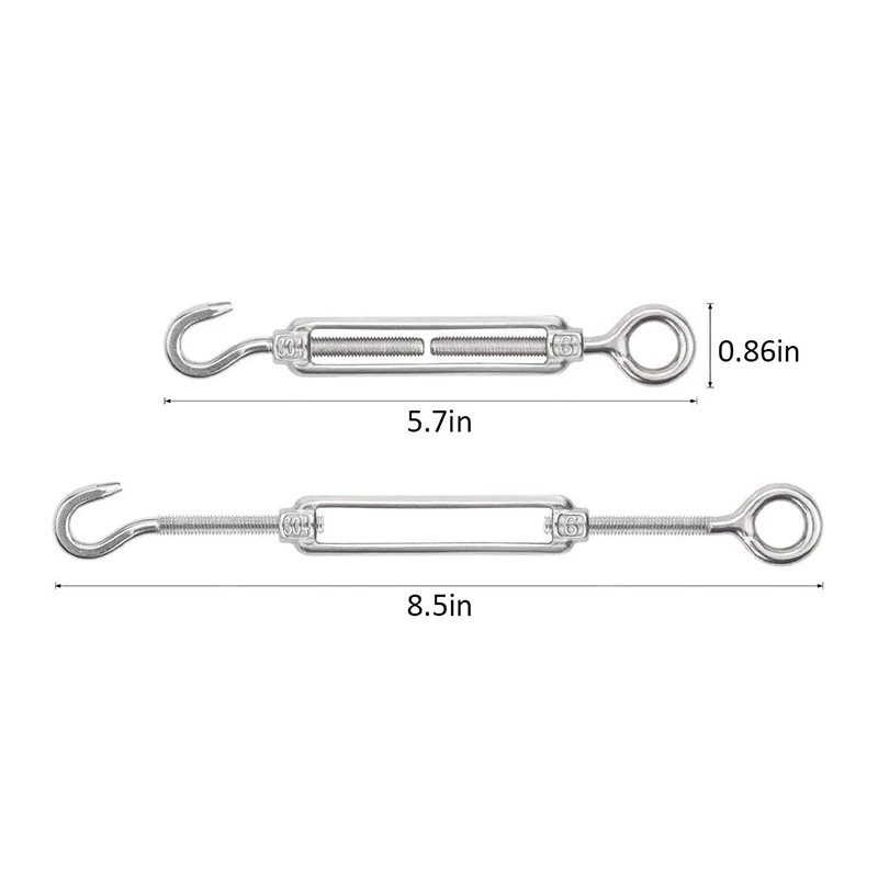 Turnbuckle Wire Rope Tension 304 Stainless Steel Wire Rope Cable Clip/Clamp Thimble  Aluminum Crimping Loop for 6mm Wire Rope