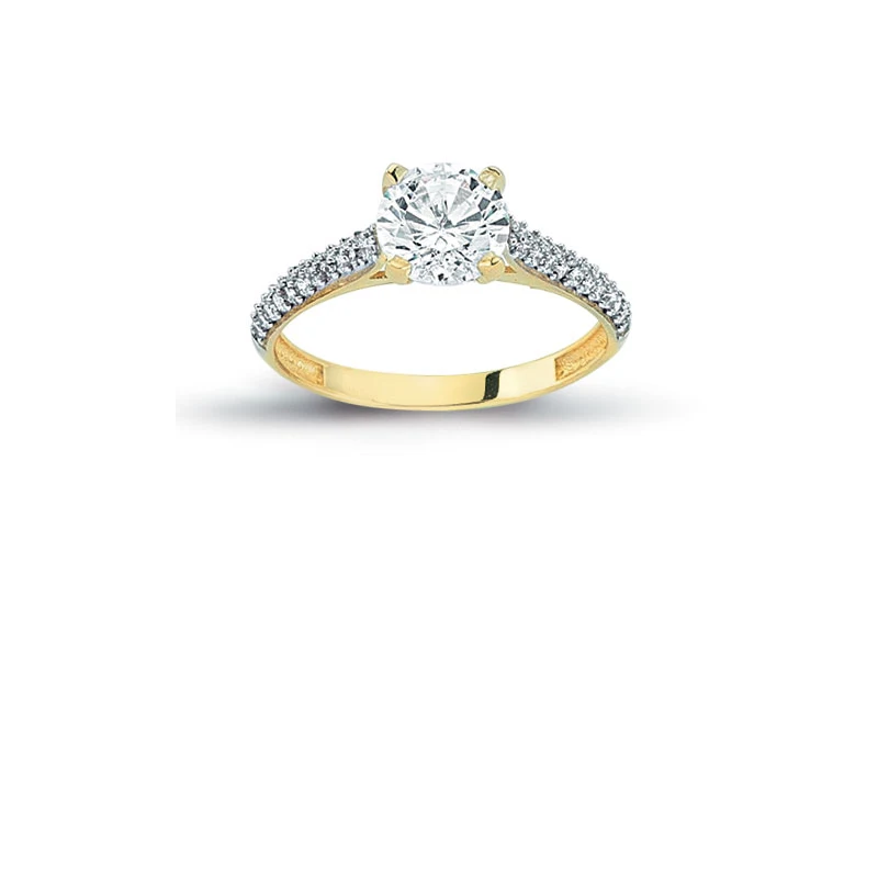 14K Solid Gold Art Deco Solitaire Engagement Wedding Ring