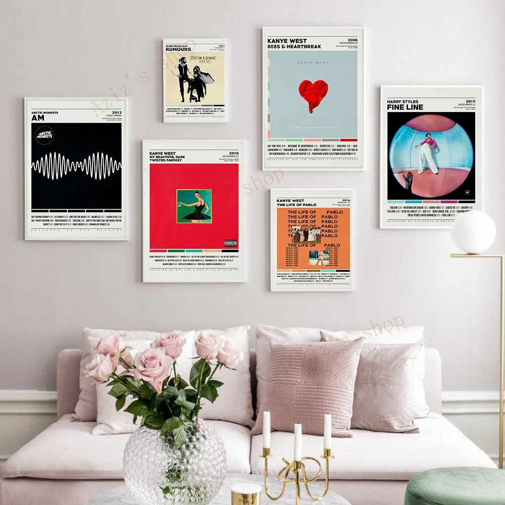 Pop Album Poster Tame Impala Arctic Monkey Fleetwood Mac Kanye West Cage The Elephant Canvas Painting Pictures Prints Home Decor