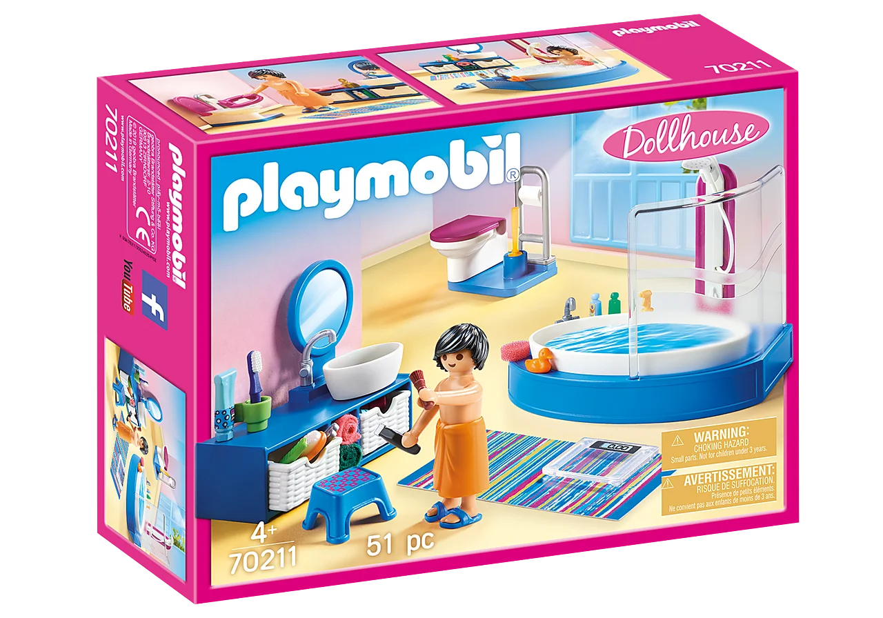 Playmobil Bathroom with Tub, 70211, original, kids toys, girls, gifts, collector, figures, dolls, shop, with box, new, man, woman, official license