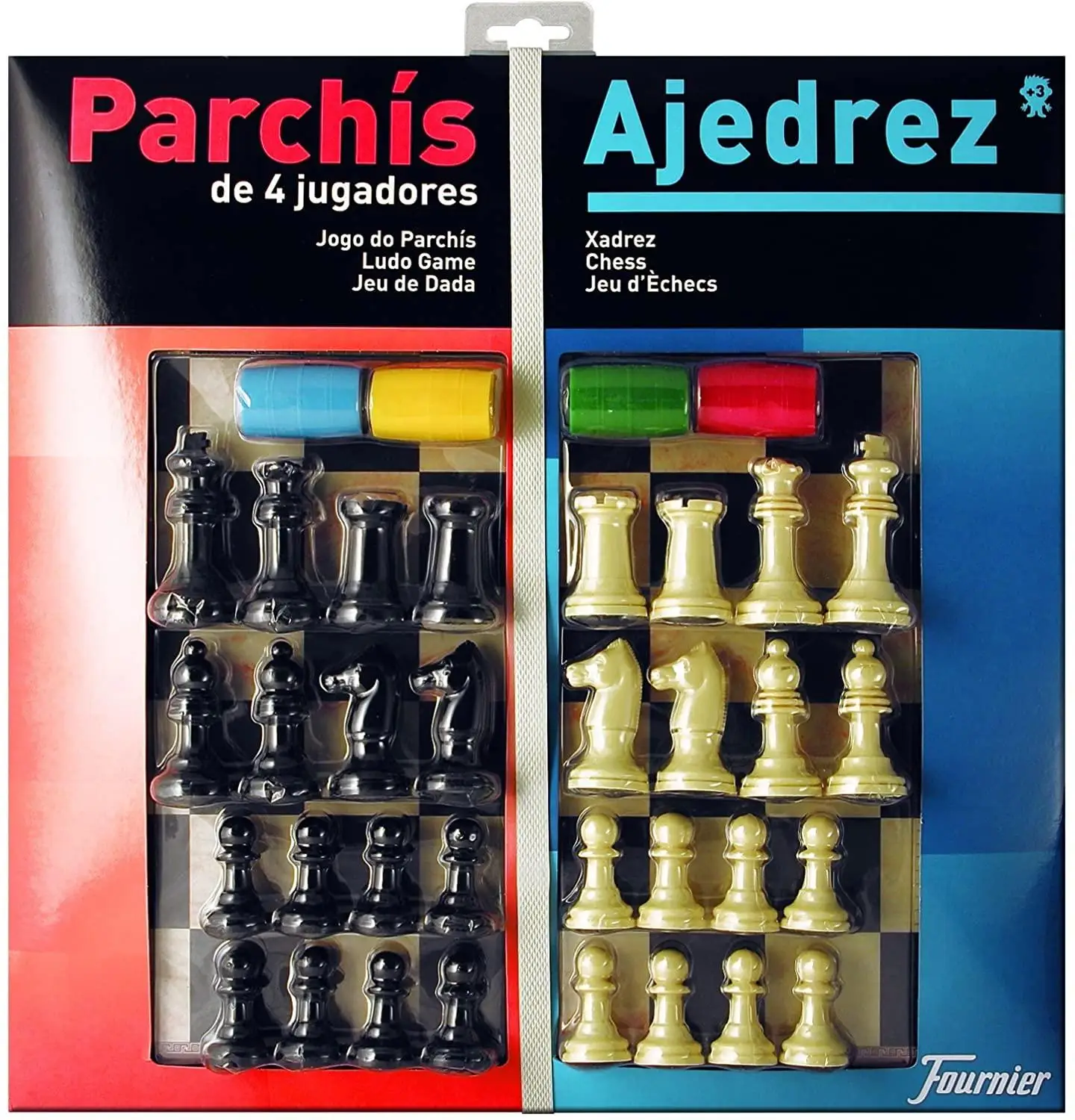 Fournier, large board PARCHÍS + chess and chips, 40X40 CM, for 4 players FOURNIER Parchis