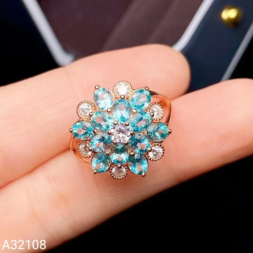 

KJJEAXCMY Boutique Jewelry 925 Sterling Silver Natural Apatite Gemstone Girl Ring New Luxury Geometric Pattern Support Detection