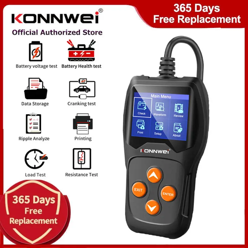 

KONNWEI KW600 Car Battery Tester Analyzer 12V 100 to 2000CCA Battery Diagnostic Tools for the Car Quick Cranking Charging Tools