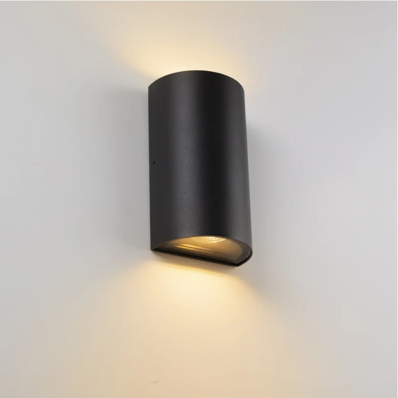 Modern style 6W LED waterproof black semicircular long strip wall light, warm 3000K light,