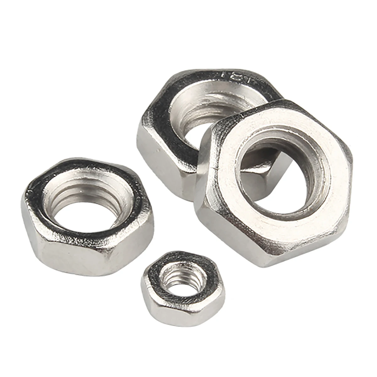 2-200pcs M1.2 M1.4 M1.6 M2 M2.5 M3 M4 M5 M6 M8 M10 M12 DIN934 Carbon Steel Nickel Plated Hex Hexagon Nut