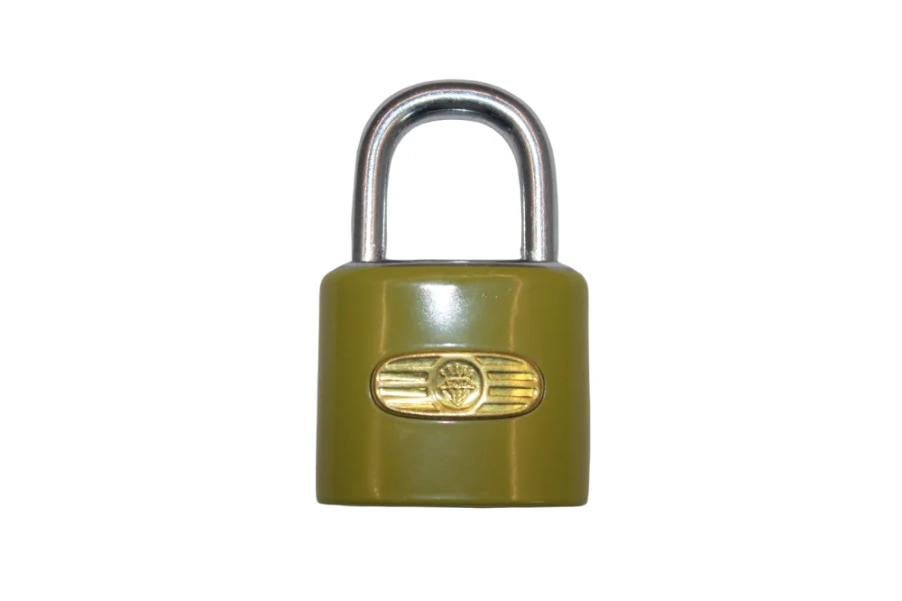 Diamond Brand Vintage Padlock Lock with 2 Keys, Yellow , Original Collectible