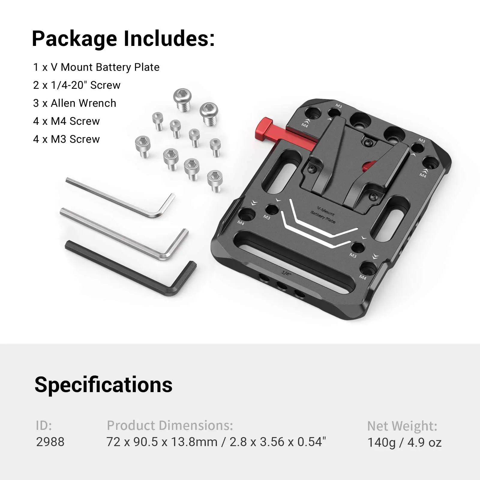 SmallRig V-LOCK Mount Battery Plate Quick Release Plate With Crab-Shaped Clamp For Sony A73 Universal Camera Accessories 2988