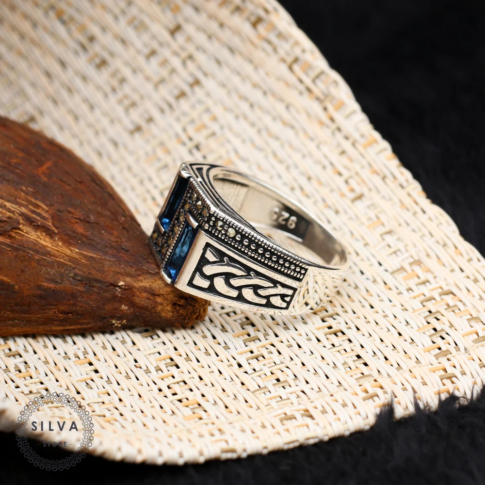 925 silver men's ring. Men's jewelry stone stamped with silver stamp 925 All sizes are available