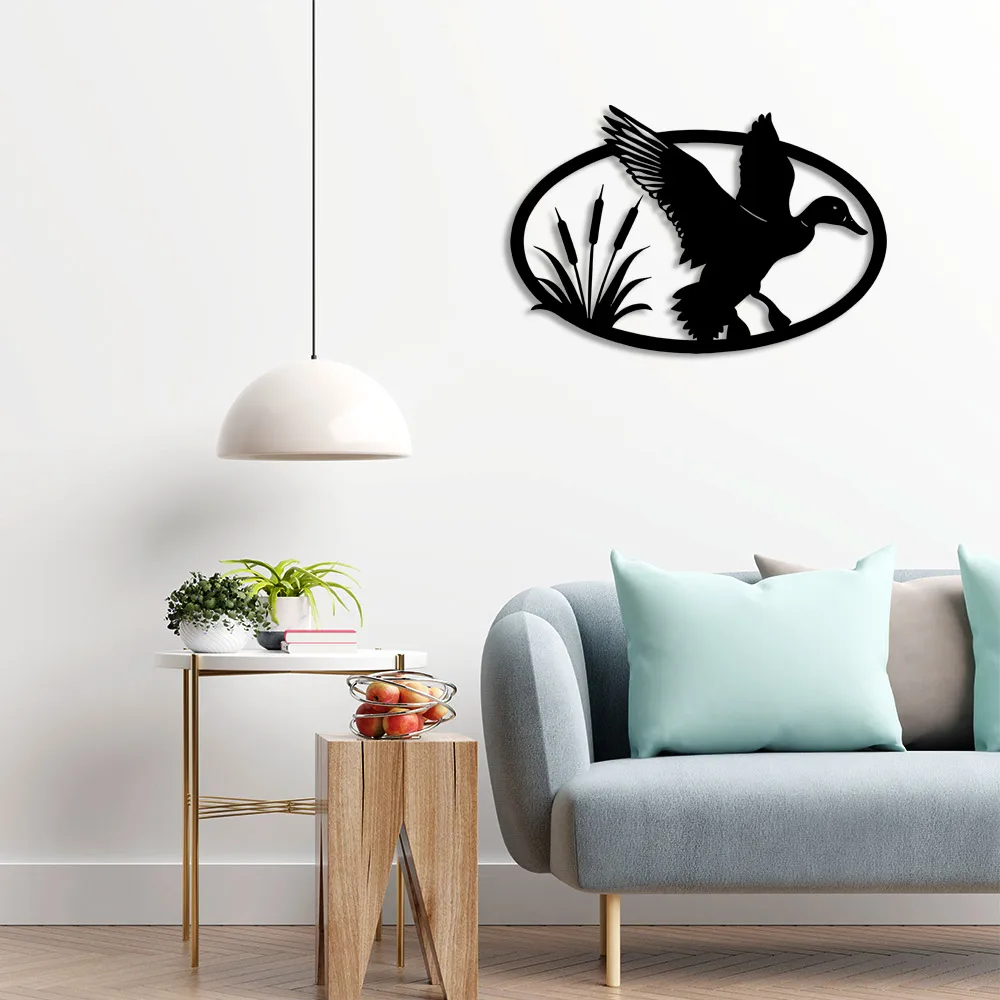 Flying Duck Flying from reeds Wall Room Home Accessory Wooden Table 50x33cm