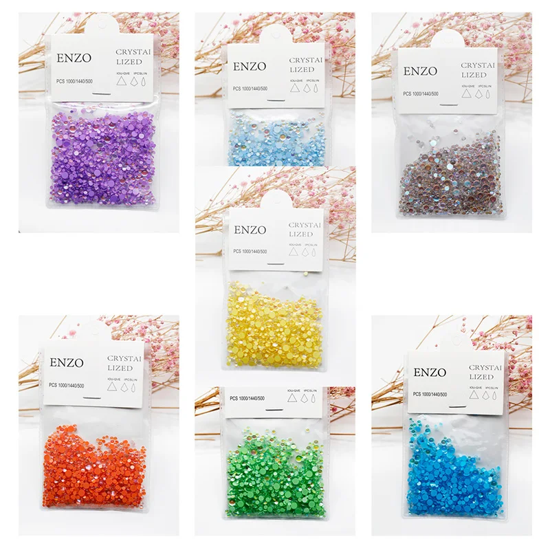 

300pcs/1440pcs-Bubble Mix Beads Rhinestones AB Jelly Glass Crystal Aurora Transparent Mirage Stones Manicure Rhiestones#ZD