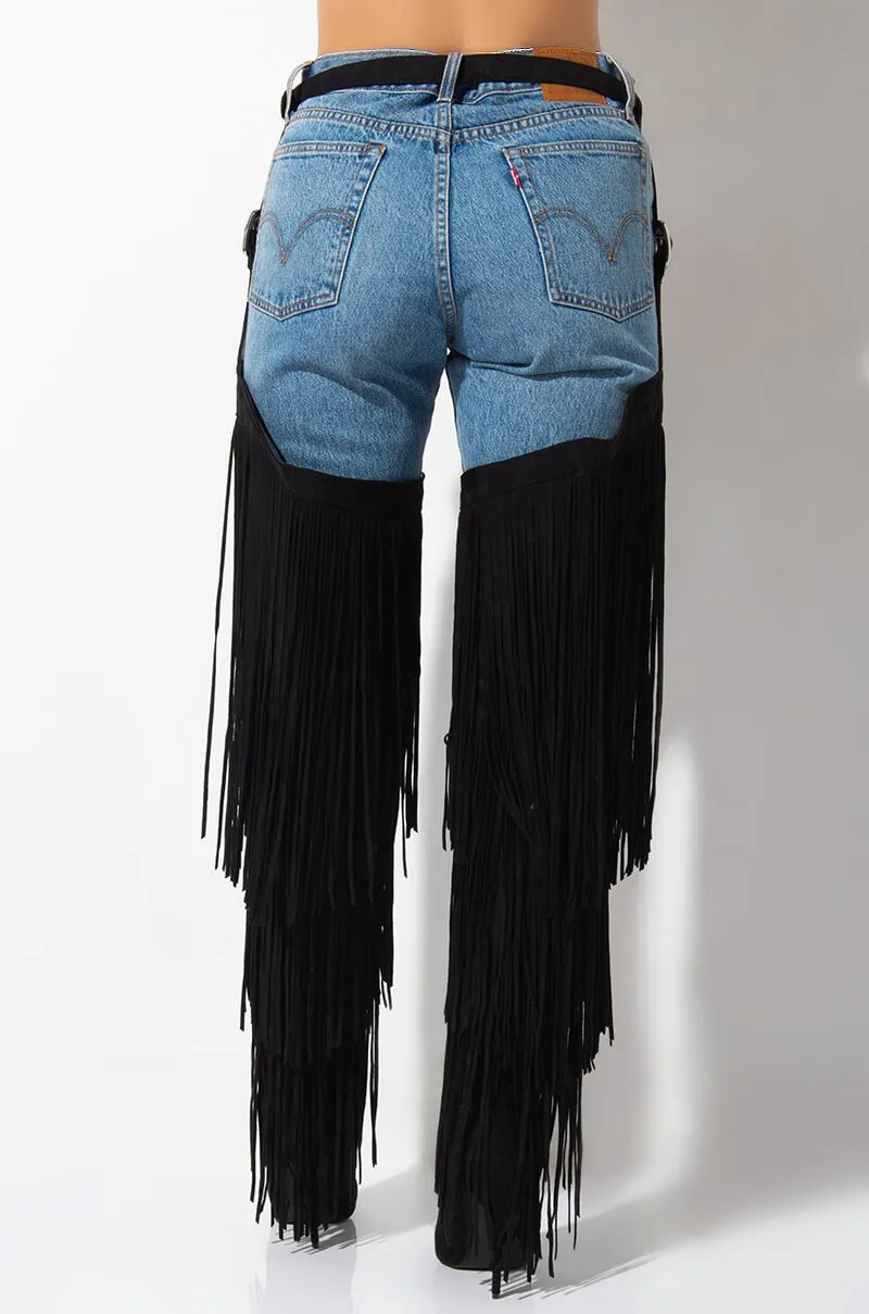 Fashion Fringe Belted Chaps Over The Knee Snakeskin Boots Women Pointed Toe Thigh High Long Tassel Boots High Heels Shoes Woman