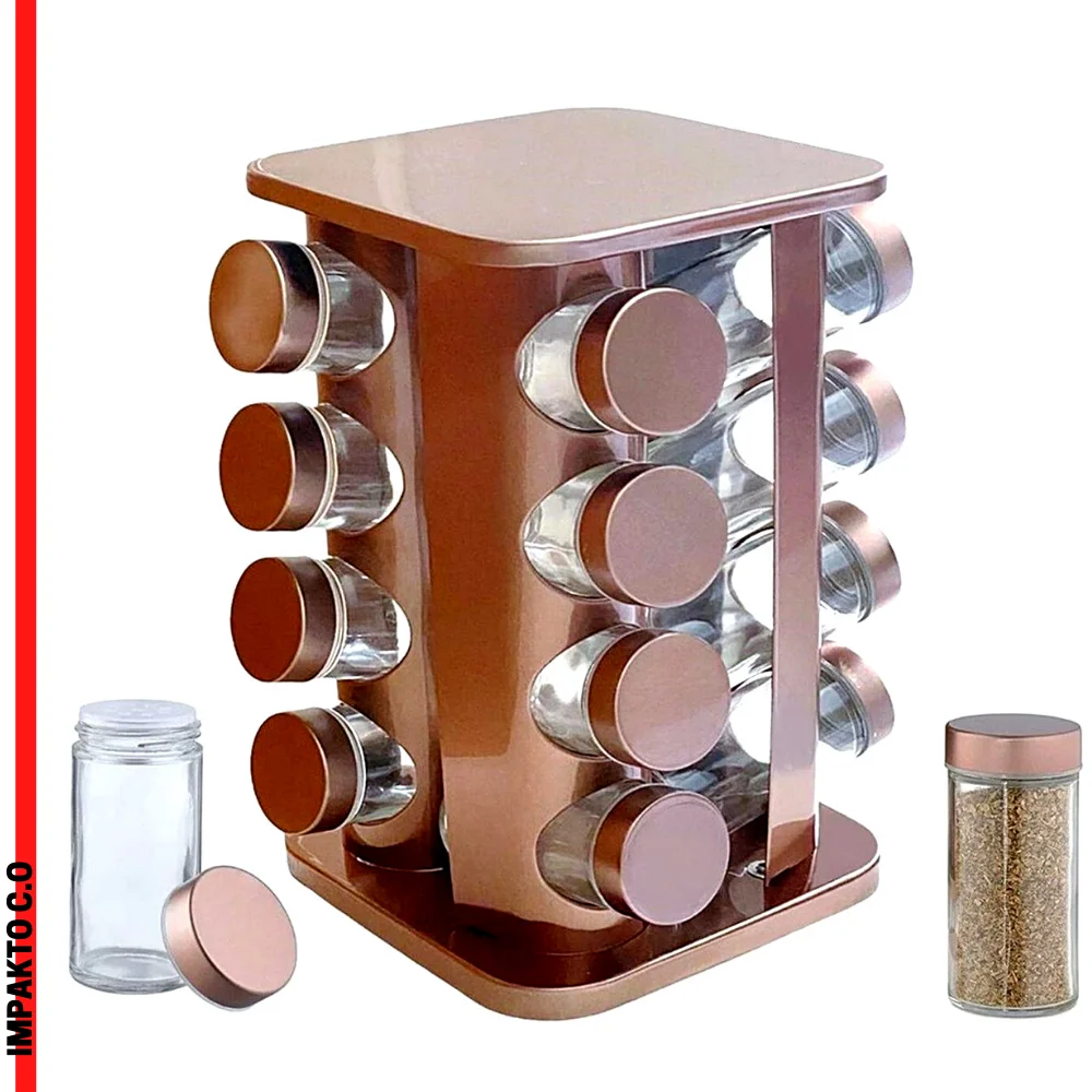 Seasoning Door 16 Pots Rose Gold Swivel Base