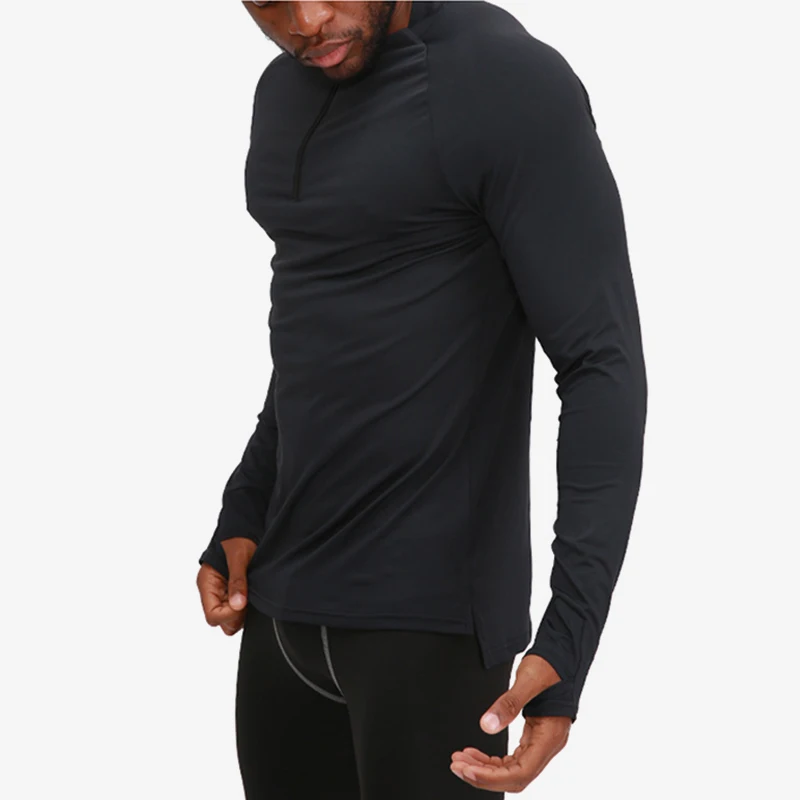 Mens 1/4 Zip Compression Shirts with Thumb Holes Base layer Long Sleeves Moisture Wicking Athletic Tee Active Fishining Blouse