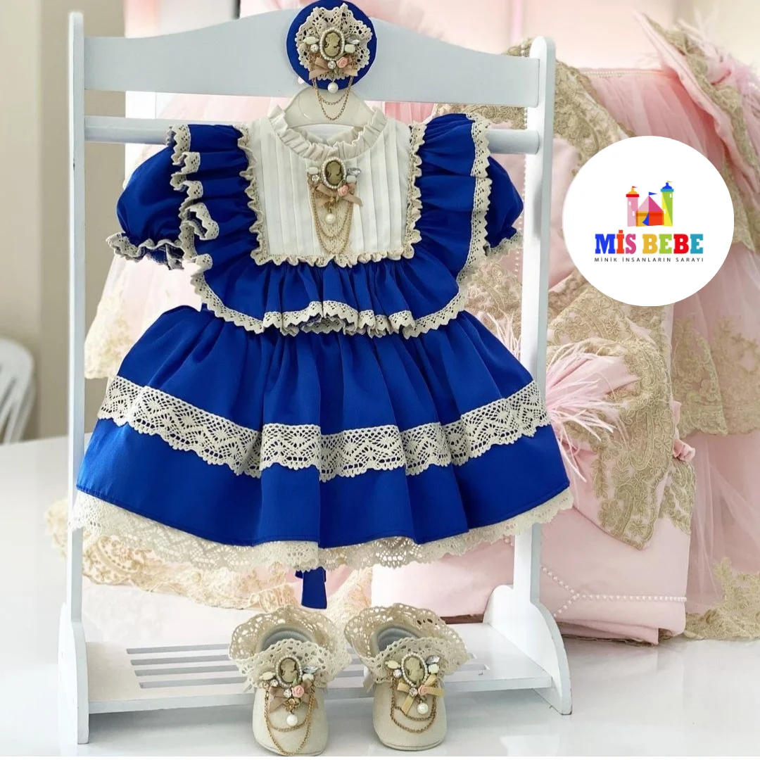 3-Pcs Dress hair Clip Shoes Clothing Sets Lace Gemmiferous Autumn Spring Summer Kids Costum toddler ball gownes Children