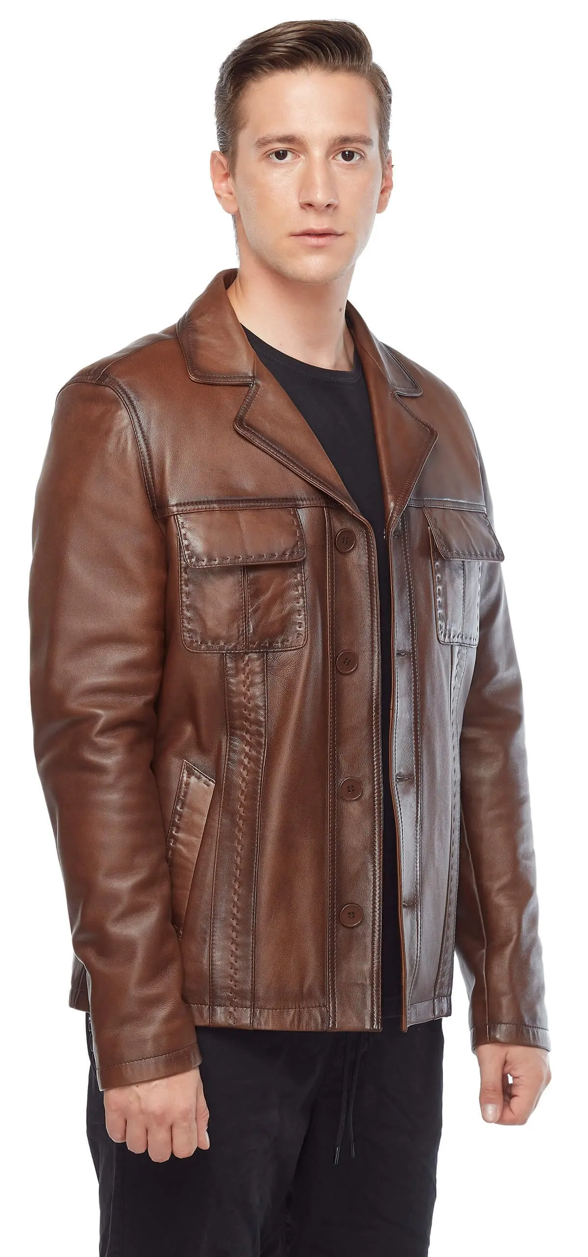 Shark Puntolu maschio pelle cappotti Tan Orjinal Lambskin autunno inverno 2022 Biker Slim Large Size VintageTürkiye