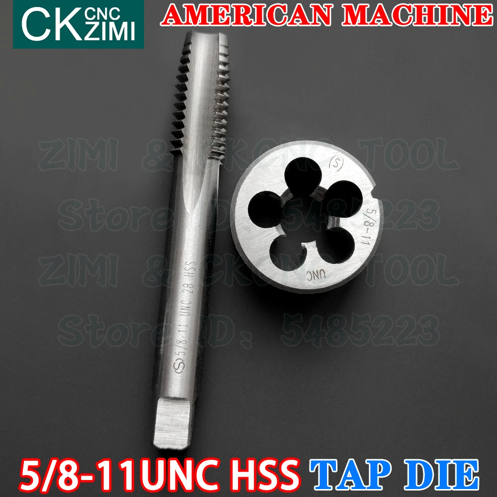 5/8-11UNC 5/8-11 UNC HSS ストレートハンドルアメリカンスタンダードマシンダイタップ 高速度鋼線盗聴ドリルラウンドダイメタル