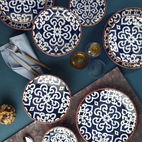 Fabulous Dark Blue Design 6 Persons 24 PCS Turkish Made Porcelain Dinnerware Set