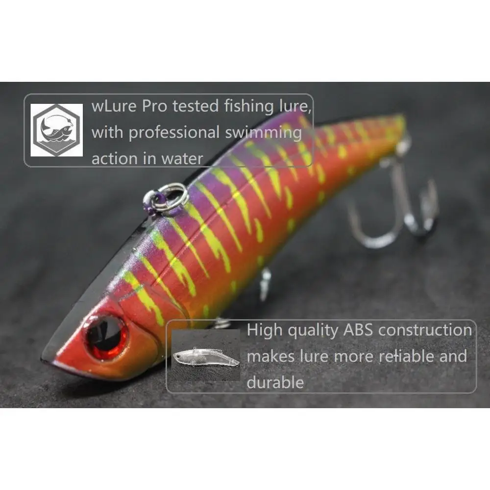wLure Lipless Fishing Lure VIB 9cm 25g Long Distance Casting Lipless Sinking to Bottom Saltwater Tight Wiggle L676