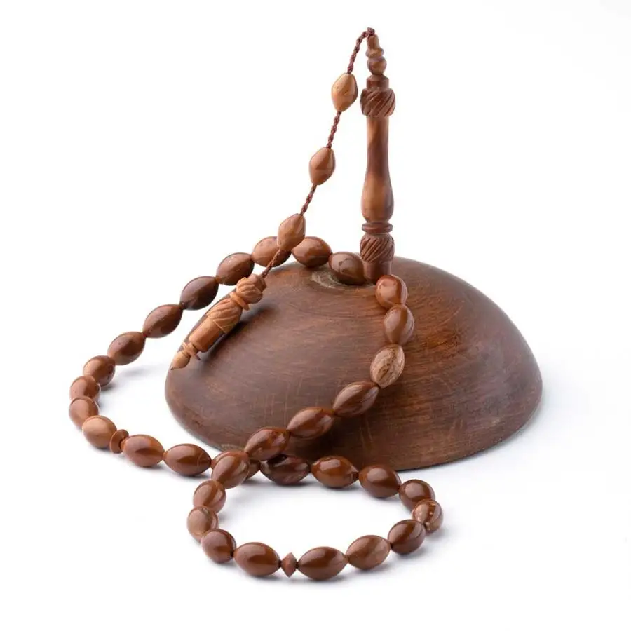 

Kuka Brown Rosary Men Barley Cut Rosary With Arabic Tasbih Bead Tassel Made in Turkey