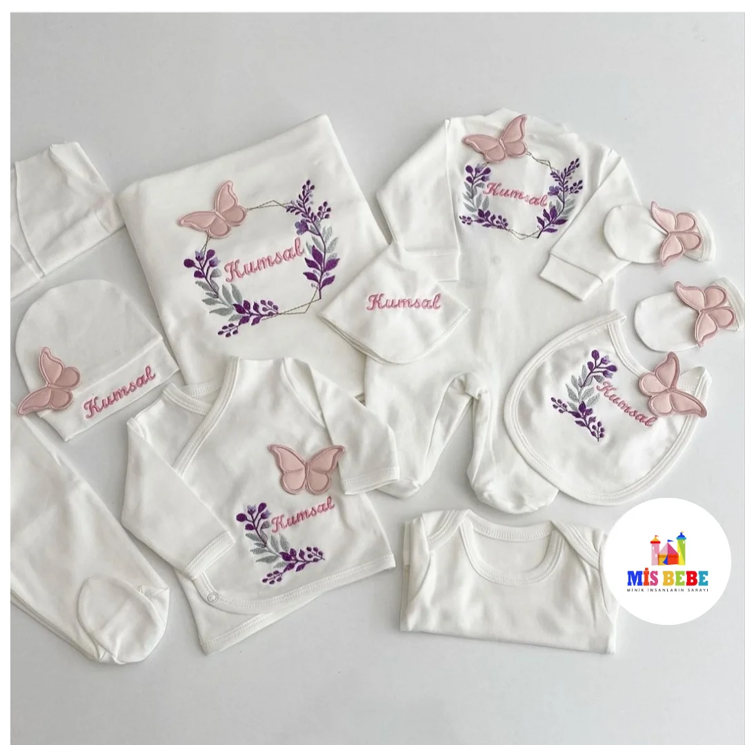 Personalized Baby Boy Girl Babies Newborn Clothing 10-pcs Hospital Outlet Custom Fabric Babies Healthy Safe Outfit Sets Dresses