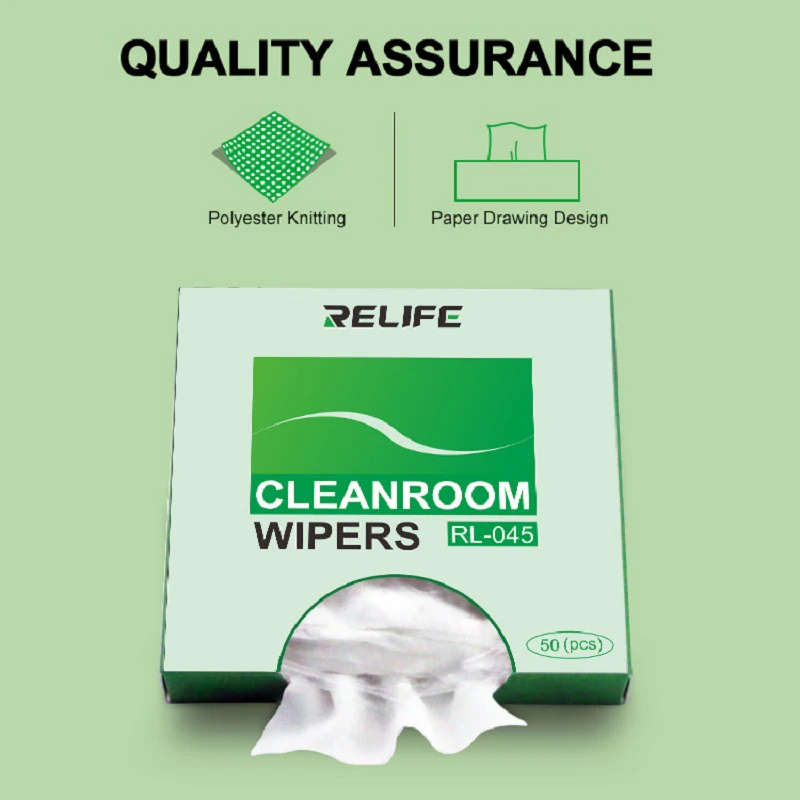 RELIFE RL-045 50Pcs/Box Soft Cleanroom Wiper Cleaning Non Dust Cloth Dust Free Paper Clean for Mobile Phone Tablet Camera