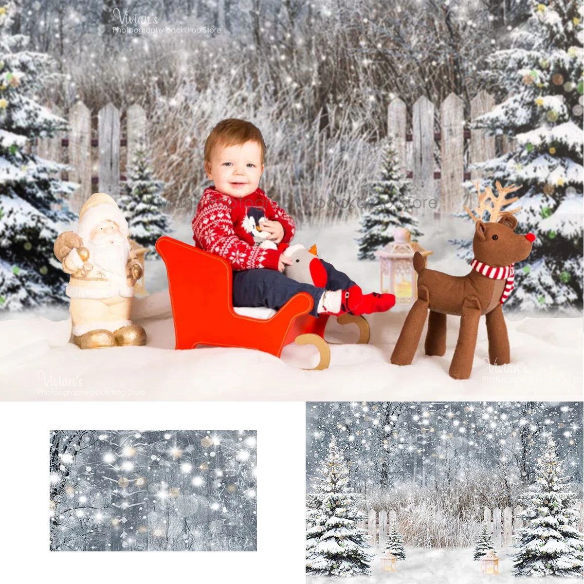 

Snowy Forest Photography Backdrop Kids Photocall Winter Child Snow Scene Tree Decor Christmas Prop Banner Baby Boy Photostudio