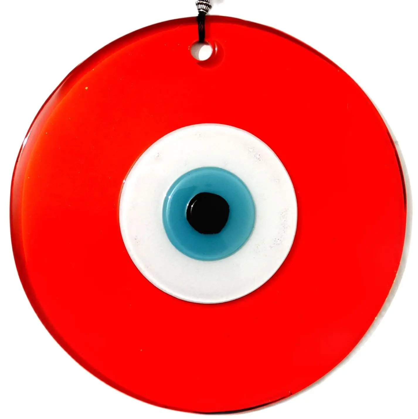 Orange Color 16 Centimeter Handmade Glass Evil Eye Bead Wall Ornament