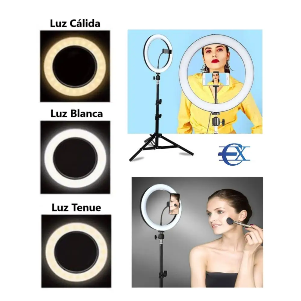 EUROXANTY®| Moving light hoop | 26cm 10 ''| Selfie light | LED light ring | Tripod for movil | LED ring |