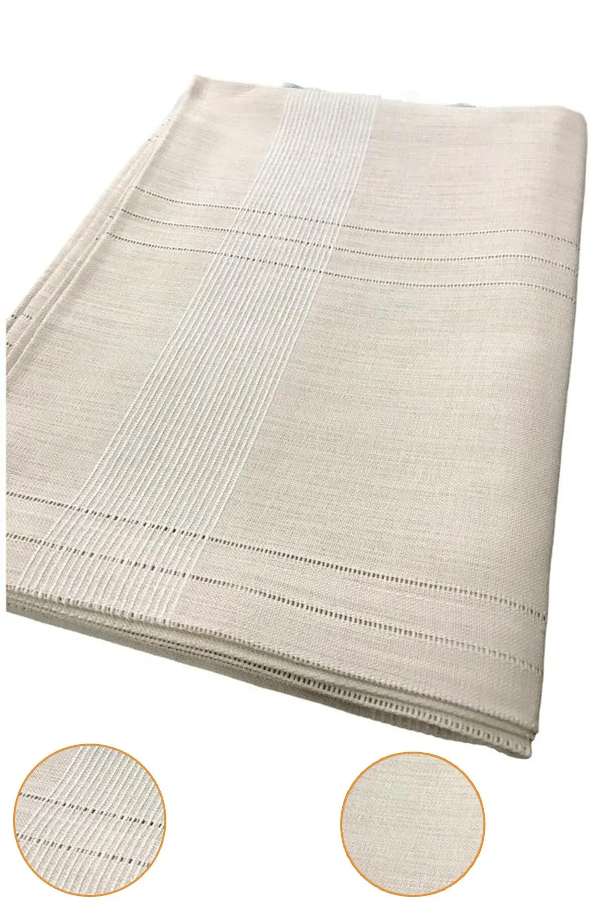 Raw Linen Fabric Striped Table Cloth 160*220 Cm Coffee With Milk 950 Gr Weight From Turkey