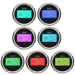 85mm Waterproof Universal Digital GPS Speedometer 7 Colors Backlight LCD Speed Gauge Odometer Course with GPS Antenna Mileage