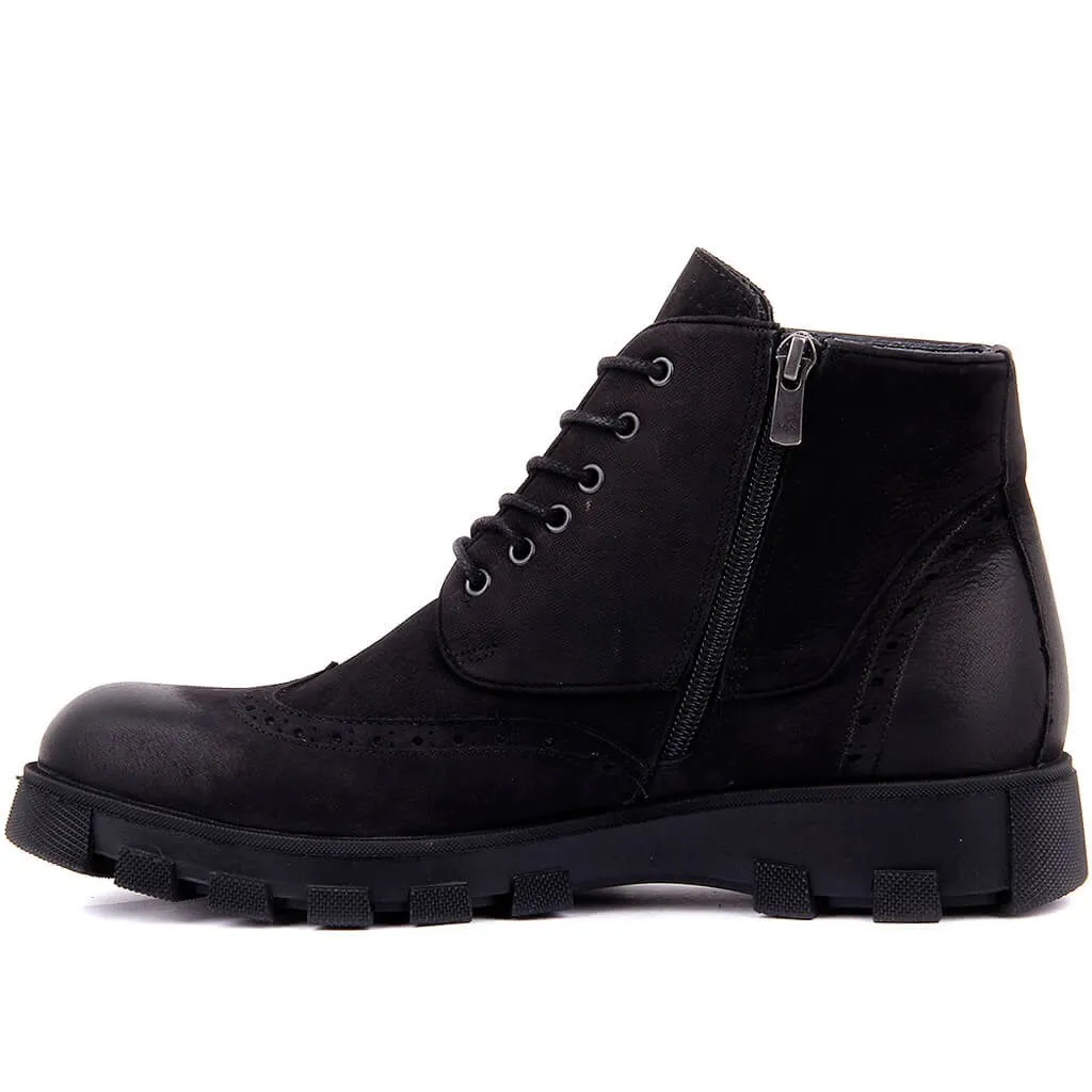 Botas masculinas com zíper nubuck preto