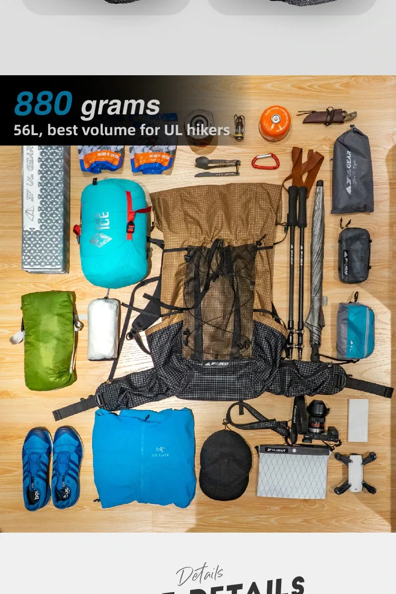 3F UL GEAR QiDian Pro Backpack Waterproof Outdoor Camping Pack Hiking Bag Climbing Qi Dian UHMWPE UltraLight Trek Men Women 46L