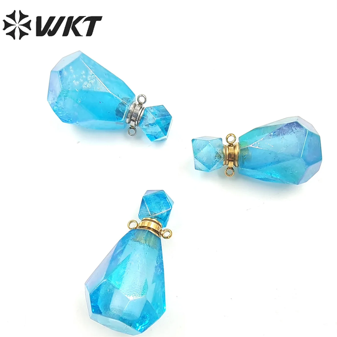 WT-P1786 WKT 2022 beautiful style Natural crystal quartzs with Aqua Pendant cute blue Pendant for party gift perfume bottle lady