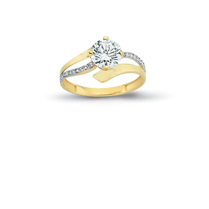 14K Solid Gold Art Deco Solitaire Engagement Wedding Ring