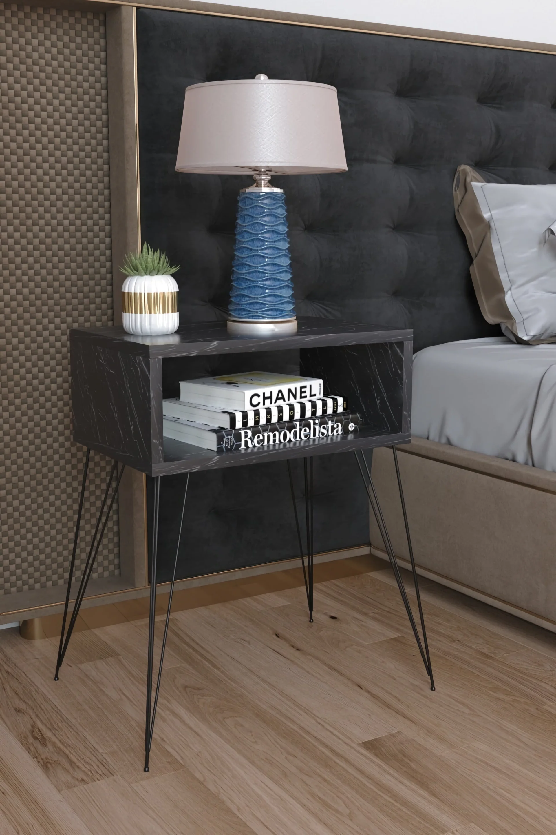 Remols Elite Metal Standing Bedside Table 18 mm Suntalam Modern and Stylish Design Bedroom Bedside Table