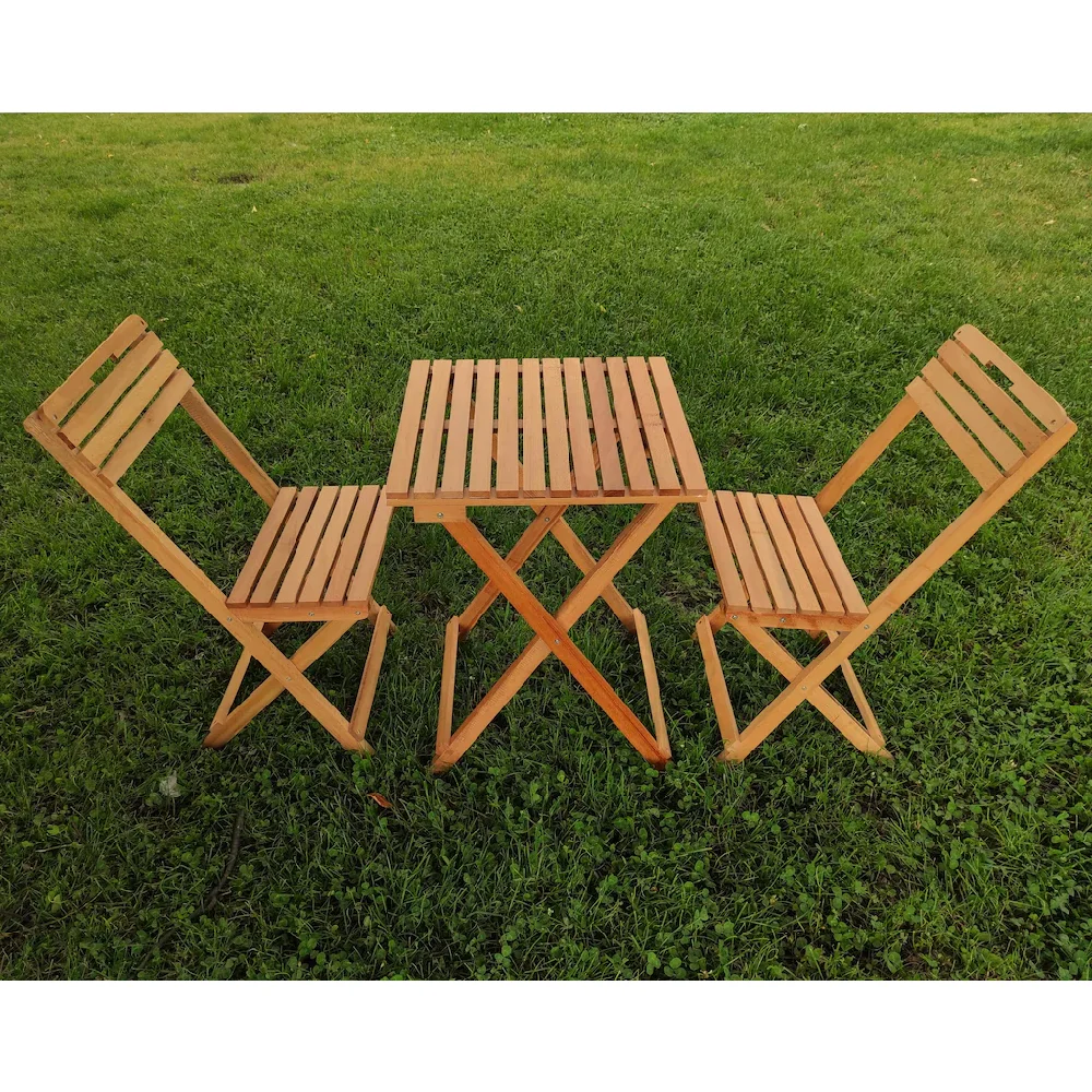 Folding Balcony Garden Kitchen Wooden Table Chair 3'lü Bistro Set Small Table and Chairs Folding Patio Home Garden Furniture