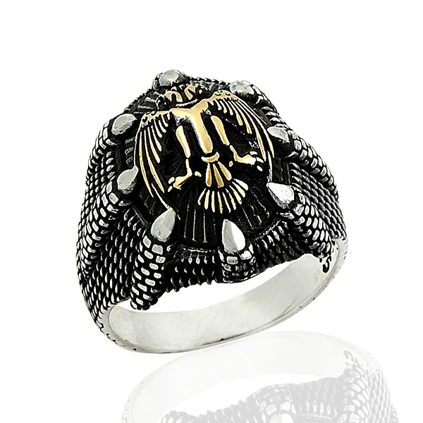 925 Silver Two Head Eagle Printed Otoman Rings for Men