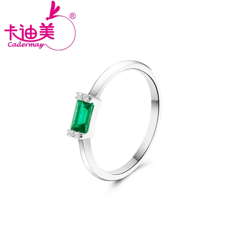 

CADERMAY Design Sense S925 Rings for Women with Rectangle 3X5mm Emerald for Engagement Wedding Party Fine Jewelry for Female