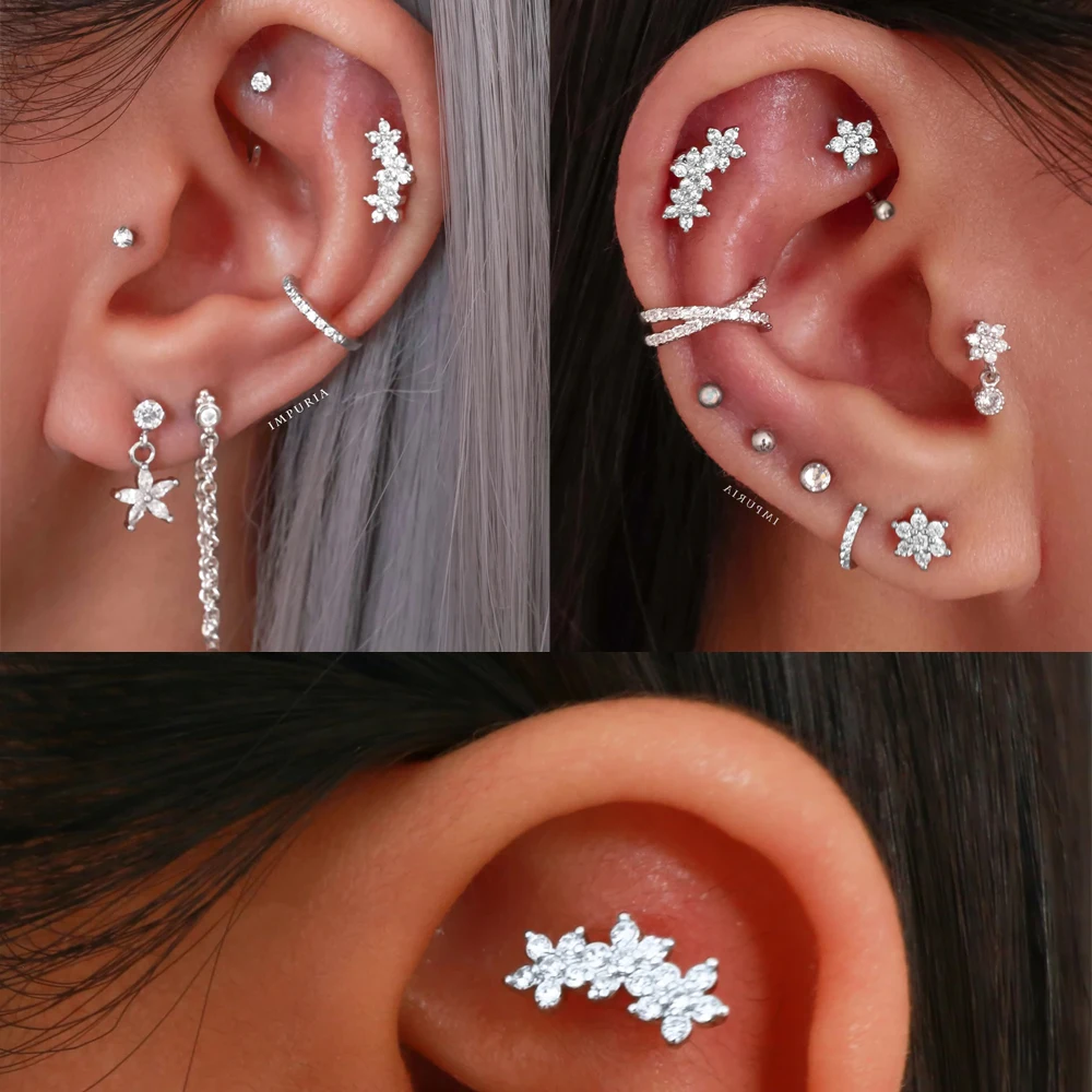 1PC 50 Styles Choose Steel Ear Tragus Cartilage Piercing Moon Star Cartilage Earring Conch Tragus Stud Helix Cartilage Piercing