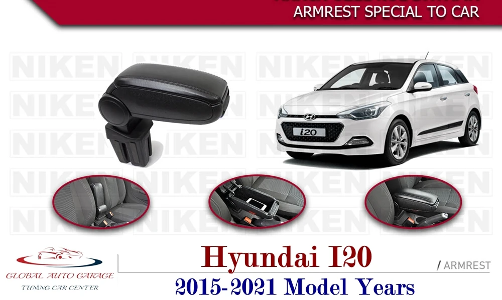 For Hyundai I20 Armrest 2015-2021 Car Accessories Storage Box Easy Install Universal Cup Holder Interior Auto Charging USB Sport