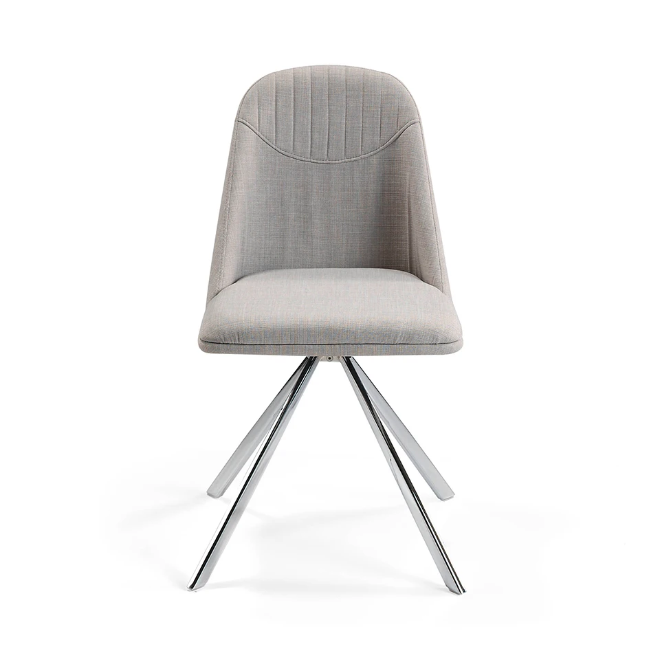 Angel Cerdá 4020 chair-swivel dining chair upholstered in fabric and legs structure in chrome steel.