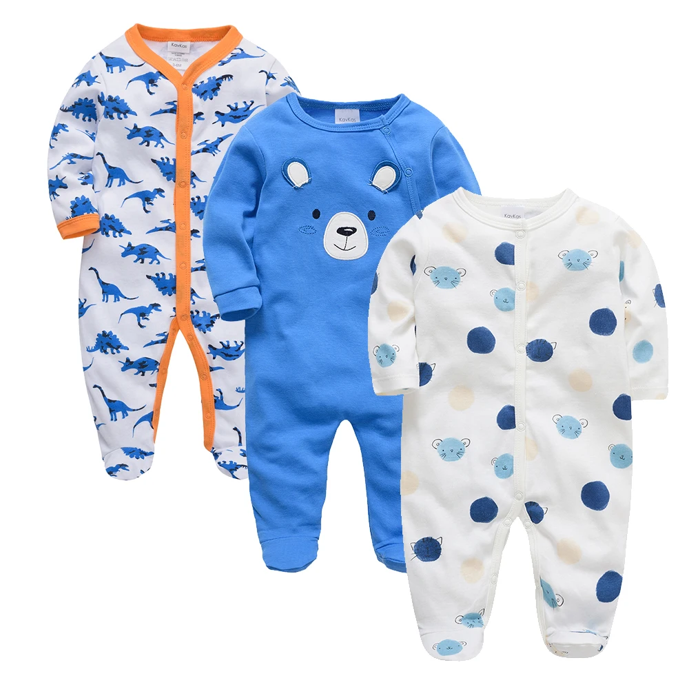 

3PCS Newborn Baby Clothes Boys Blue Romper 100% Cotton Soft Overalls Infant Pajamas Girls Jumpsuit 0-3 Months
