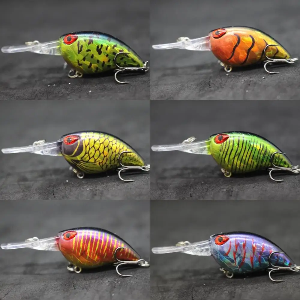 WLure Crankbait Wobble Fishing Lure, Ação apertada, Água doce, Difícil, Flutuante, 8 # Hooks, Isca de insetos, C770, 6cm, 5g