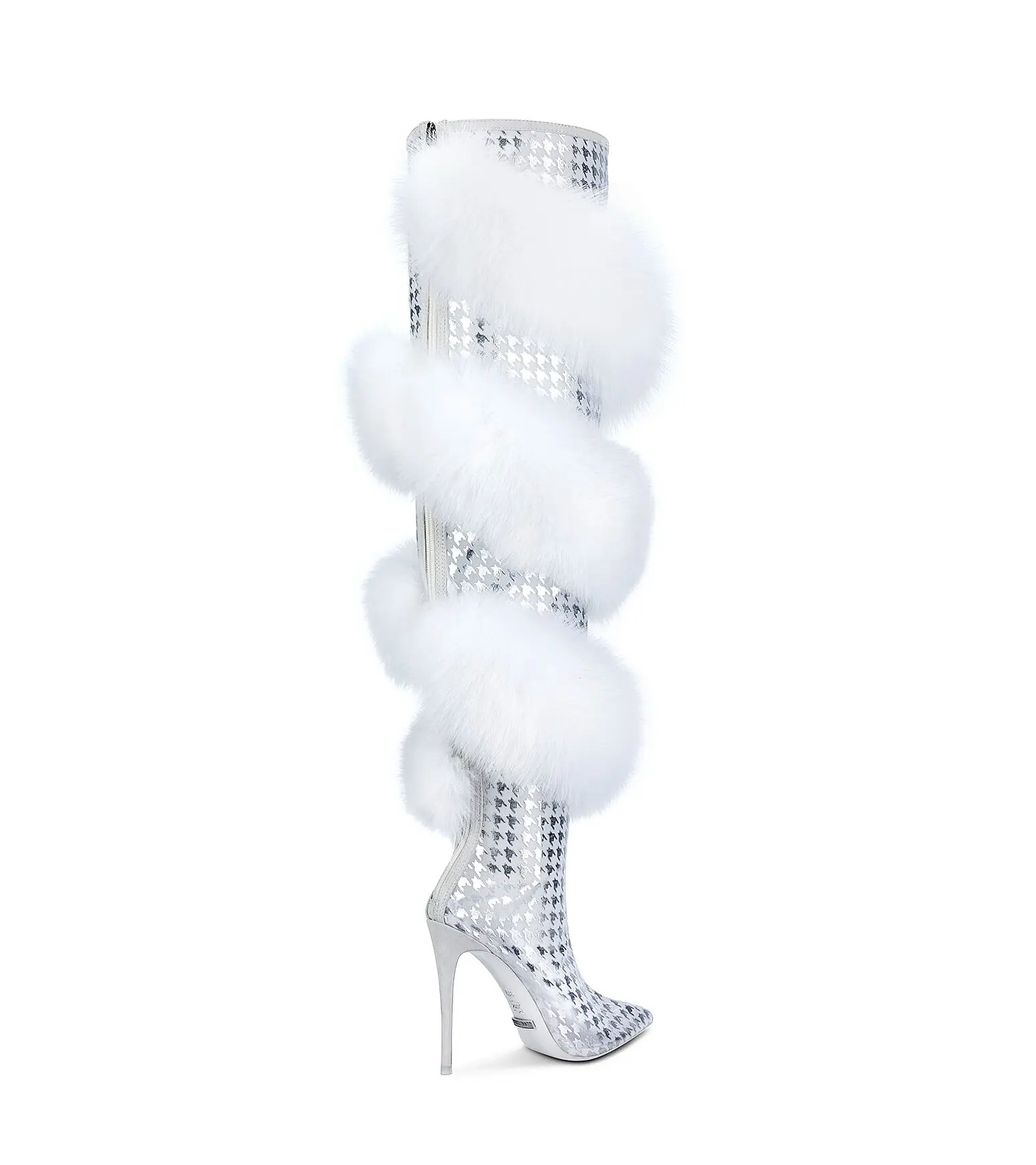 2022 Over The Knee Boots Thin High Heel Boots Spring White Fur Thigh High Boots Sexy Fashion Stage Performance Long Boots 35-44