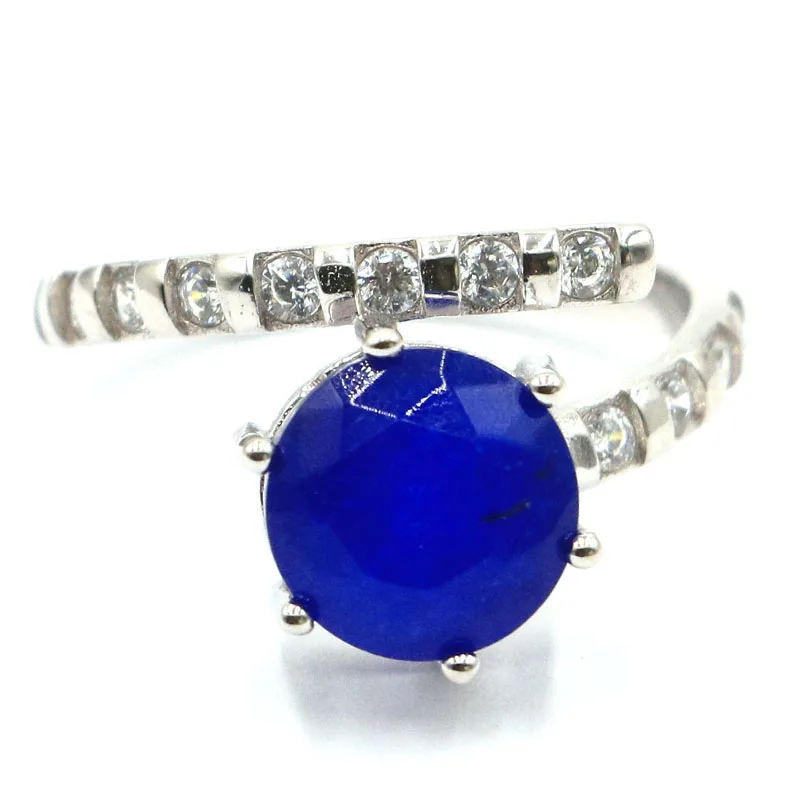 

Buy 5 Get 1 Free 9x9mm Lovely Round 2.9g Real Blue Sapphire Red Ruby Tourmaline Blue Topaz Women 925 Solid Sterling Silver Rings