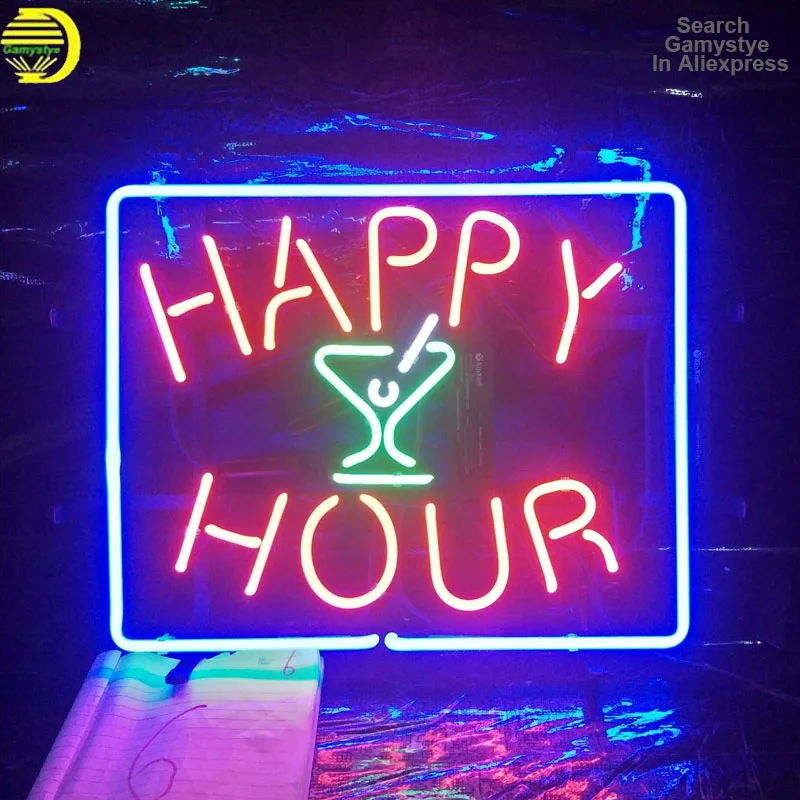 Neon Signs for Happy Hour Decorate Party Bedroom Home Decor Handcraft Light Indoor Lighting  Lamp Anime Bulb Smart Light Arcade