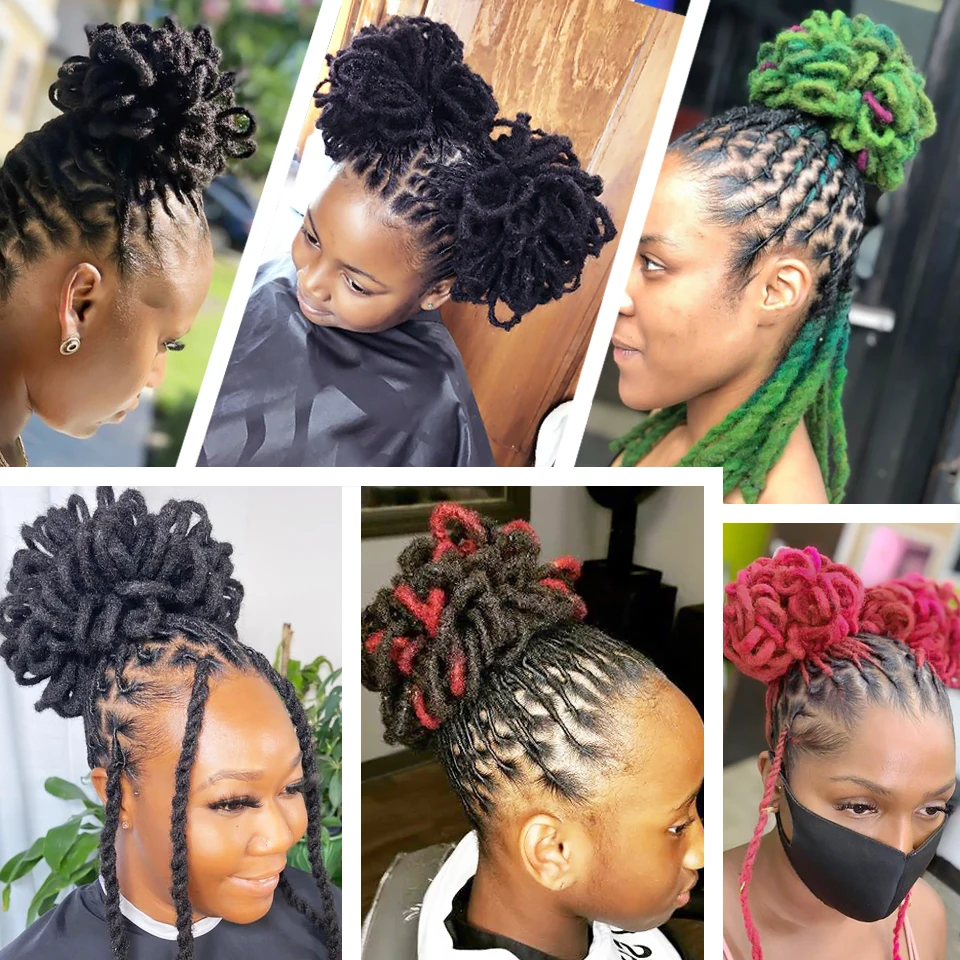 HUAYA syntetyczny Dreadlock przyrząd do koka z włosów Afro Chignon wysoki Puff sznurkiem kucyk płatek Chignon Faux Nu Locs przedłużanie włosów