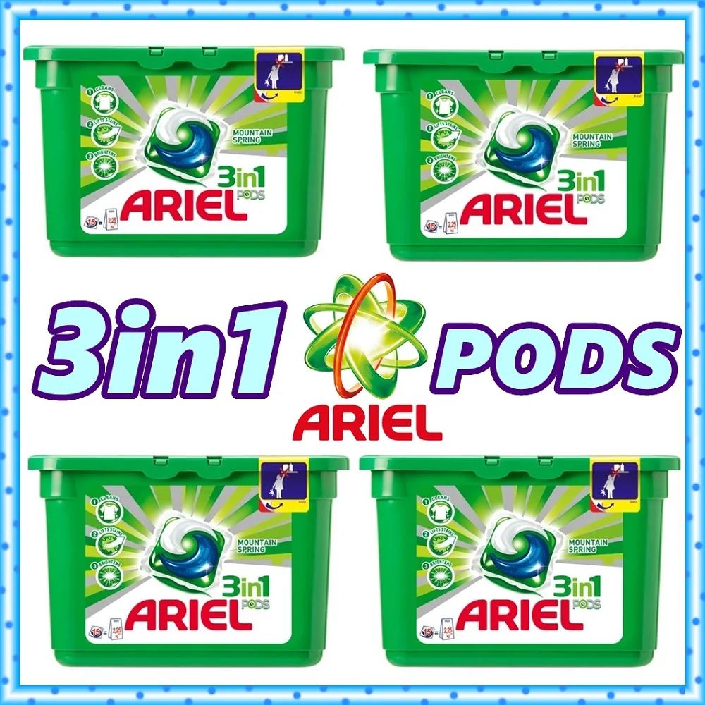 4 PACK / Procter & Gamble ARIEL 3in1 Pods Capsule Tablet Laundry Detergent Sheet Concentrated Washing Powder For Washing Machine